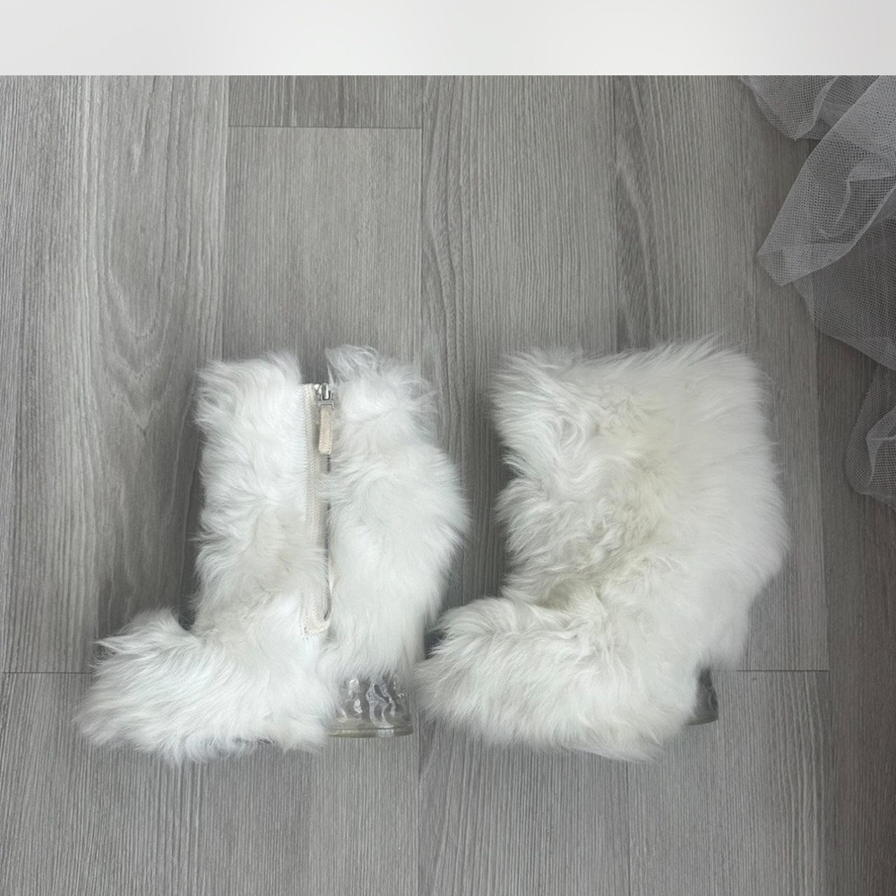 FENDI White Faux Fur Ankle Boots